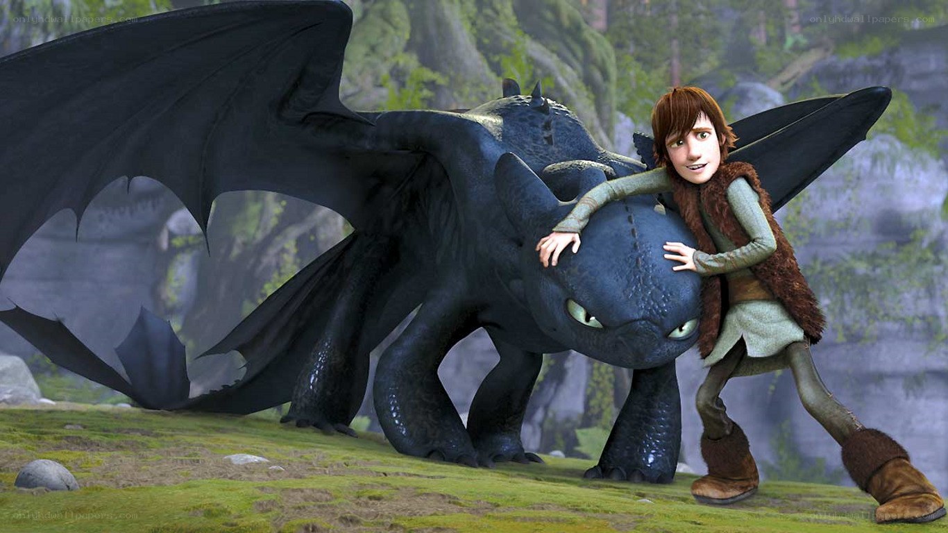 Hiccup hugging his dragon