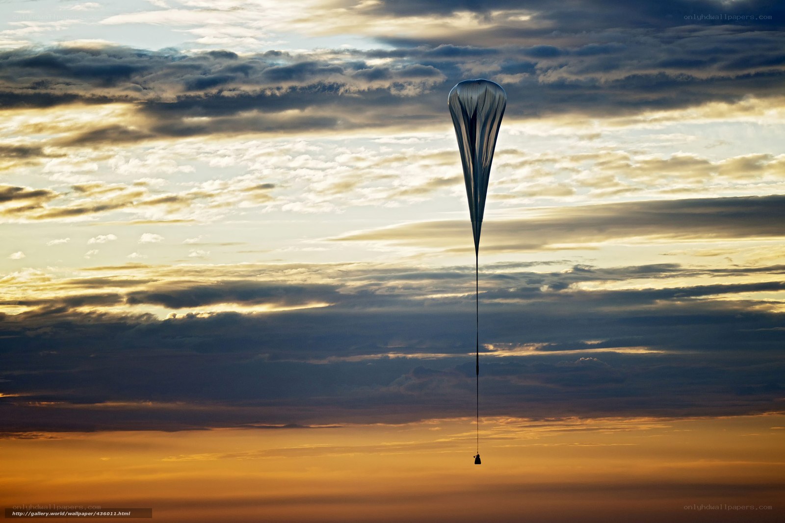 High-altitude balloon at sunset