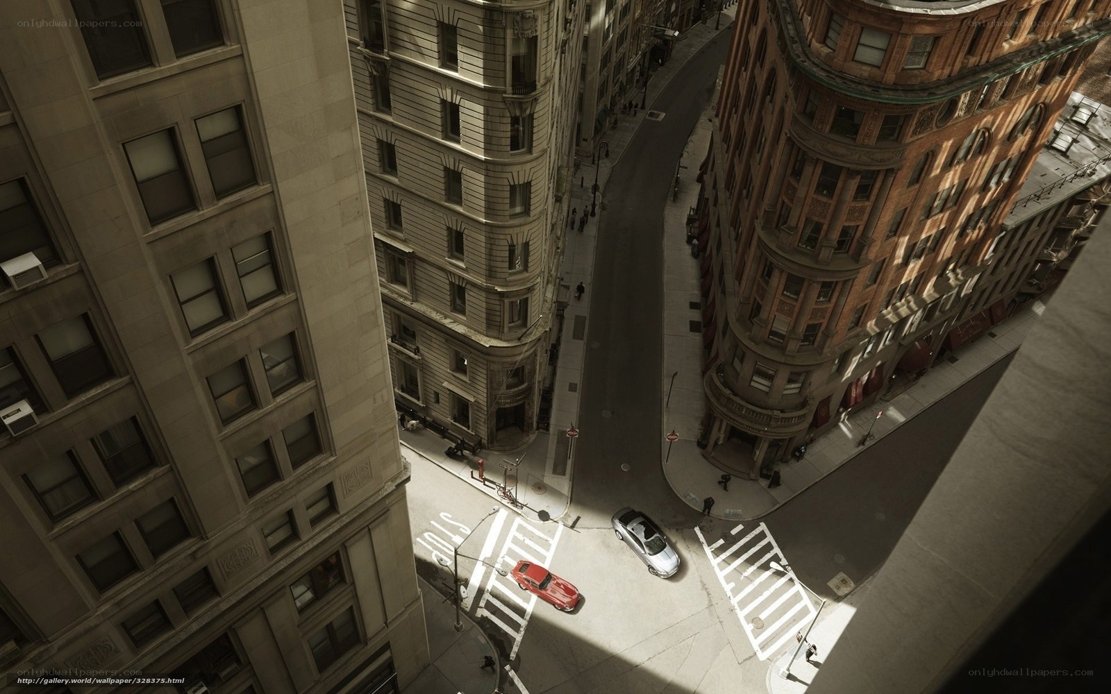 High-angle city street view