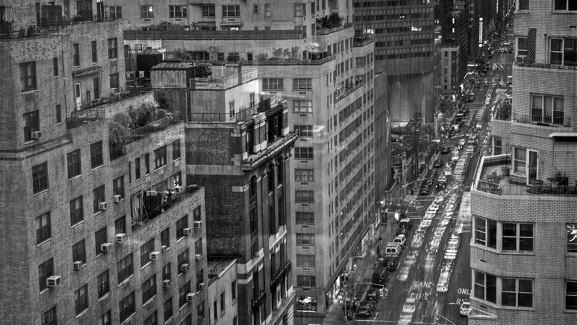 high-angle city street view