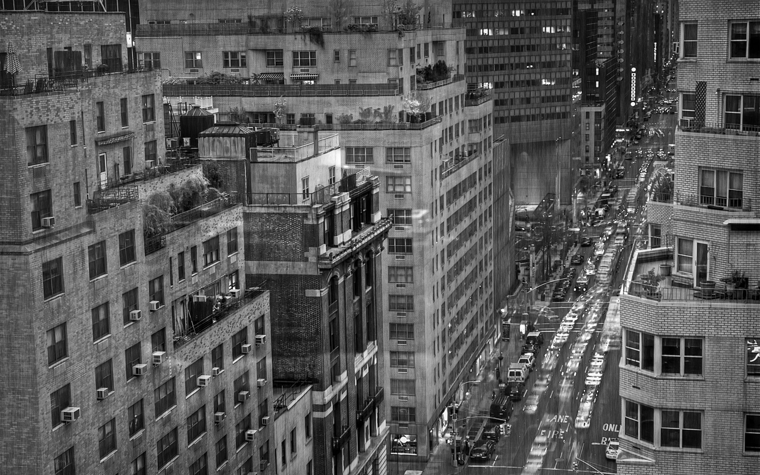 high-angle city street view