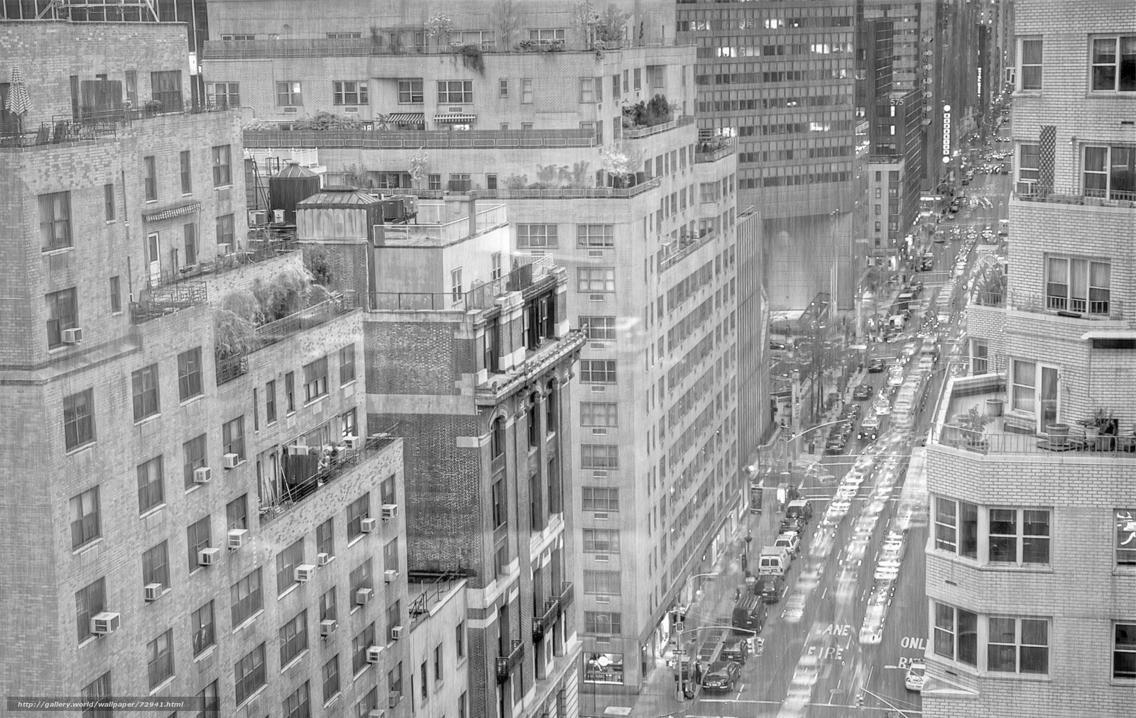 High-angle city street view