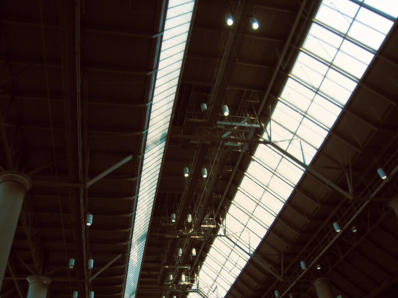 high ceiling with skylights