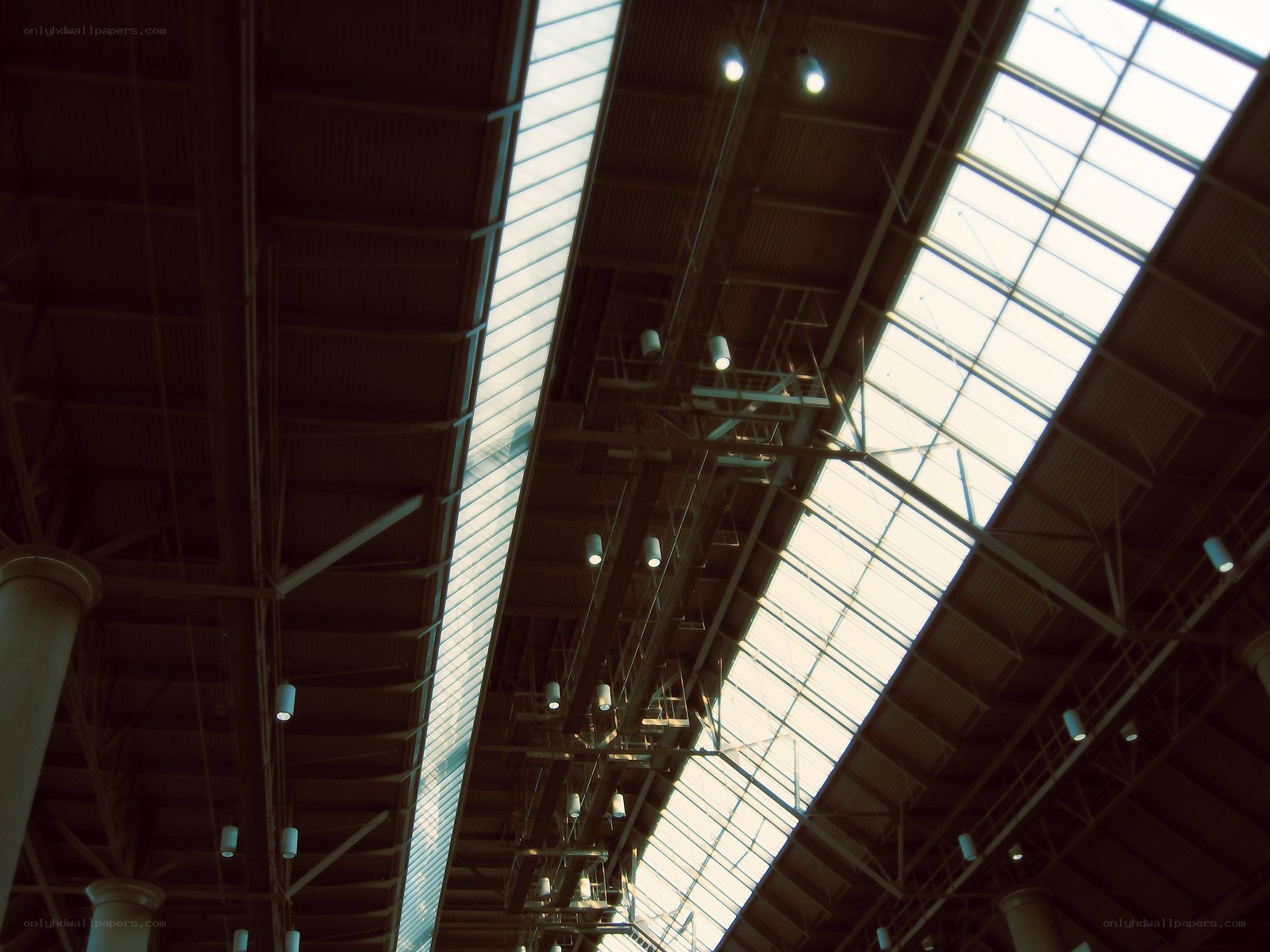 high ceiling with skylights