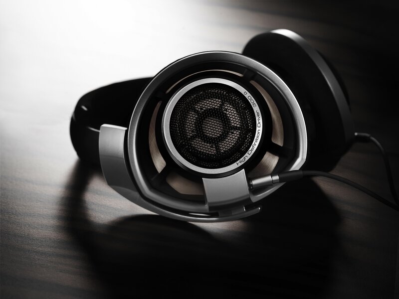 high-end headphones on wooden surface