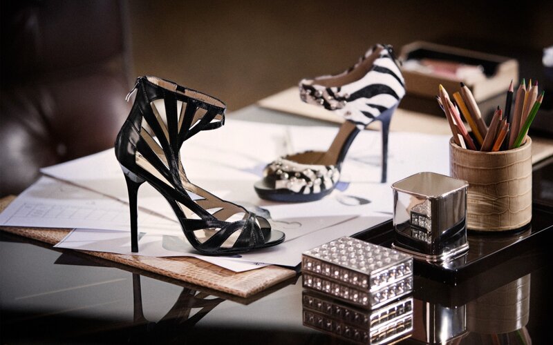 High-heeled Shoes on Desk — Black