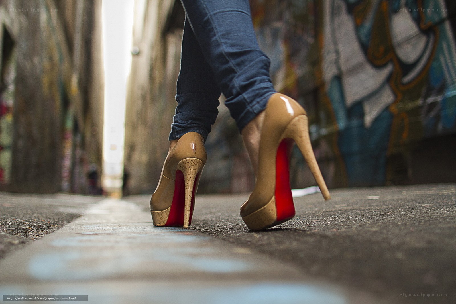 high heels in an alley