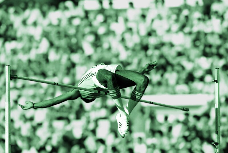 High jump athlete in action