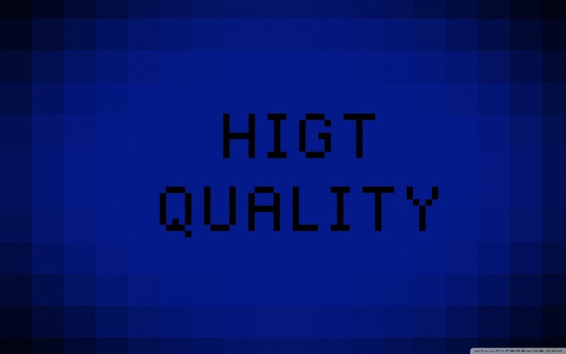 High quality text on blue background