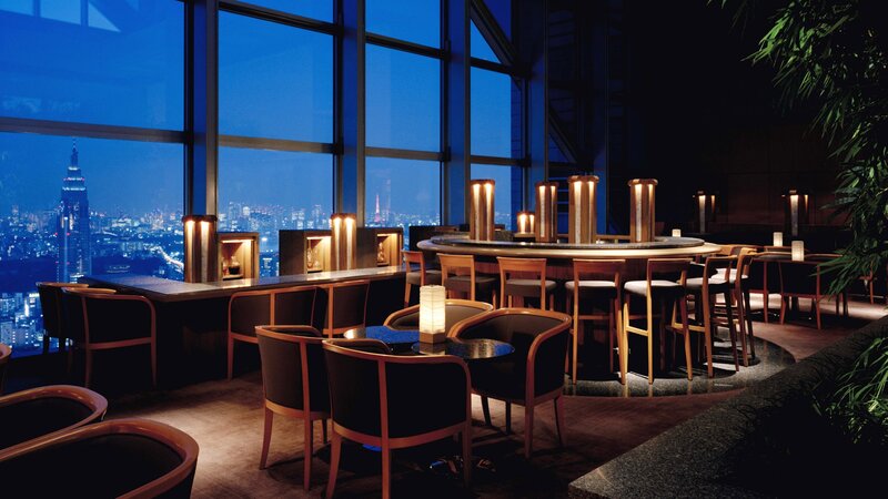 High-rise Bar with City View — Blue