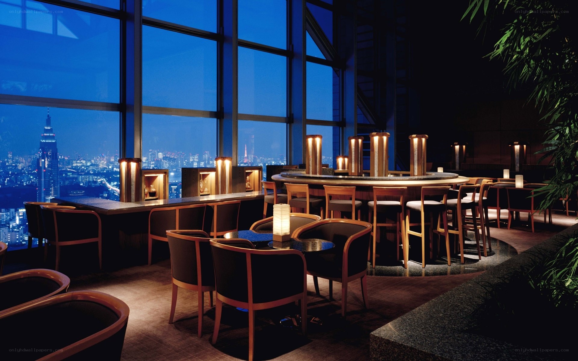 High-rise bar with city view
