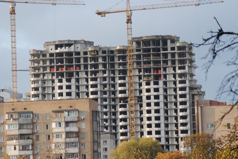 High-rise Building under Construction — Gray