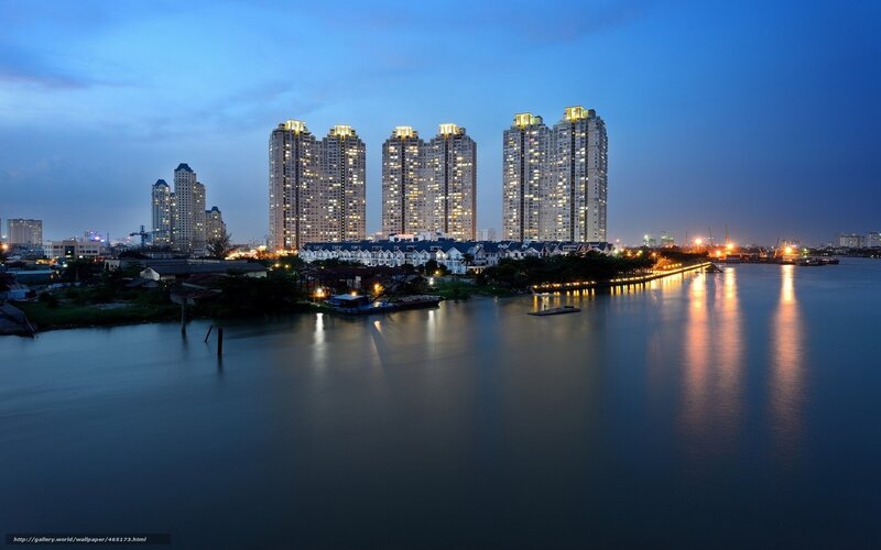 High-rise Buildings at Dusk — Blue, Serene