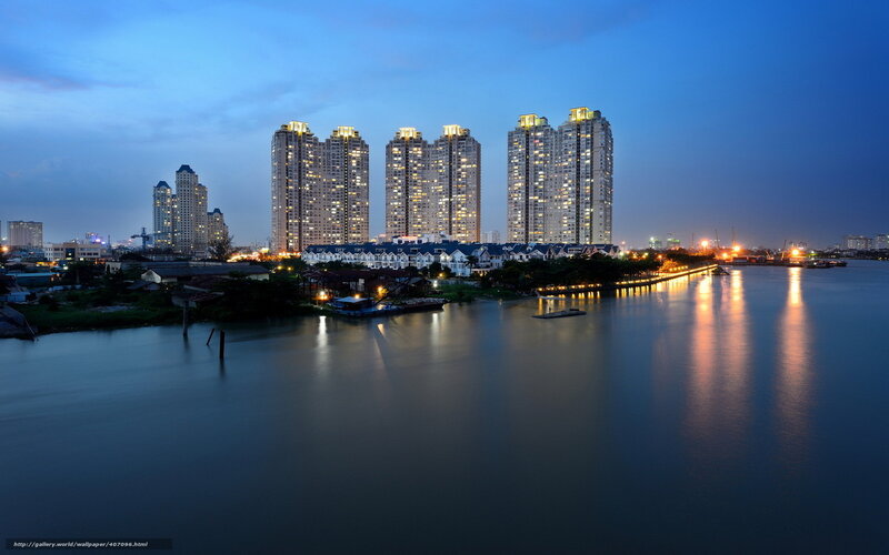 High-rise Buildings at Dusk — Blue
