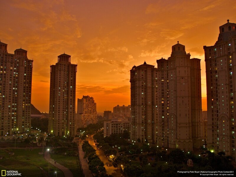 High-rise Buildings at Dusk — Orange