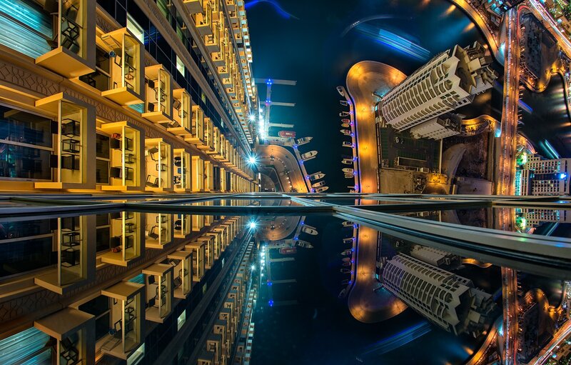 High-rise Buildings at Night — Blue
