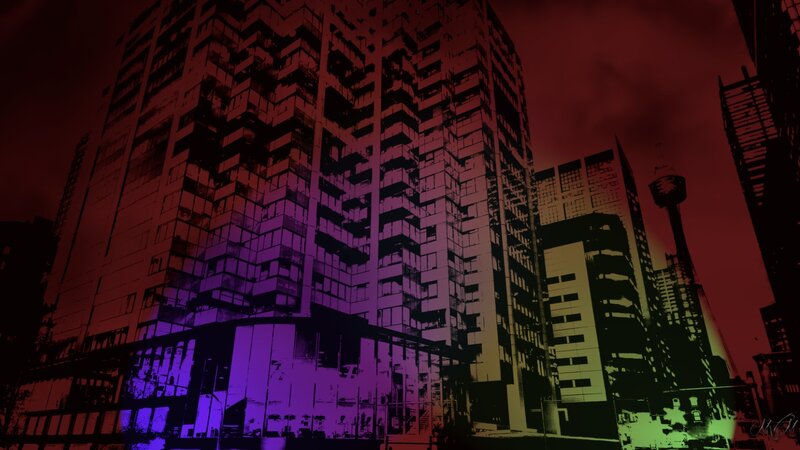 High-rise Buildings at Night — Red