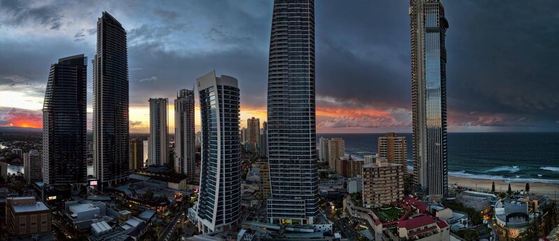 High-rise Buildings at Sunset — Gray
