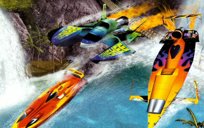 High-speed boat race in jungle
