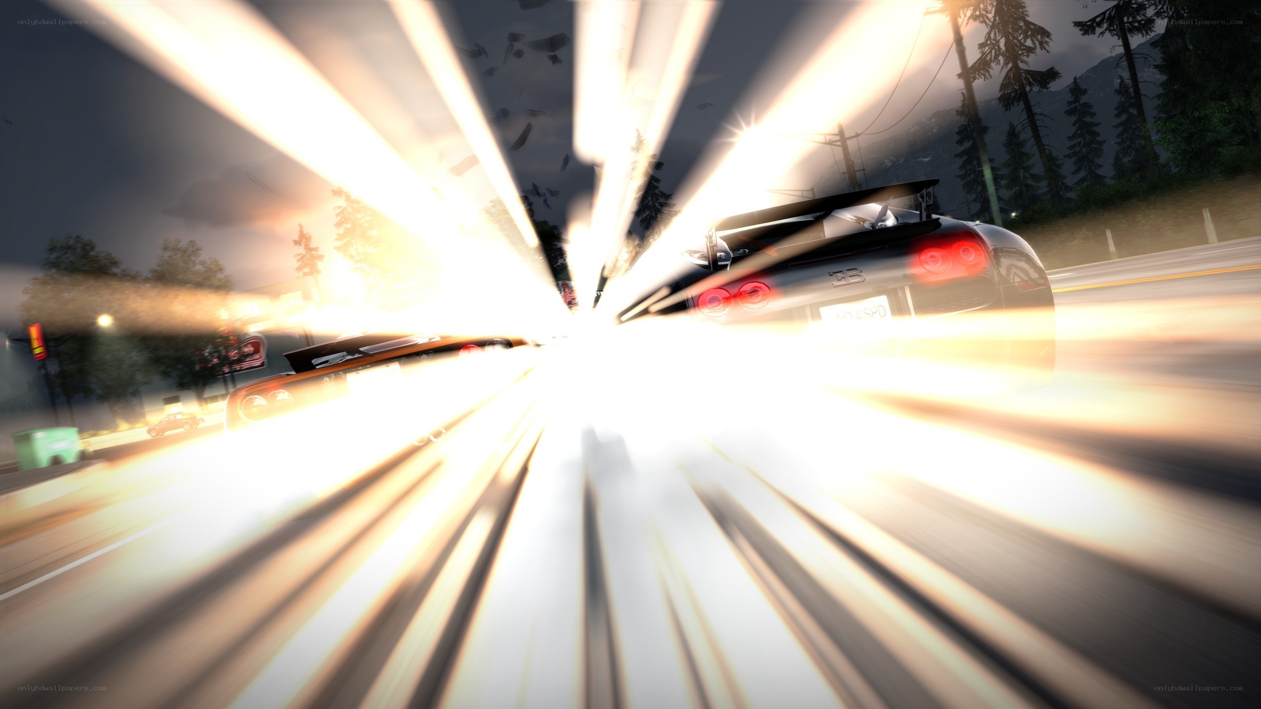 high-speed car chase at night