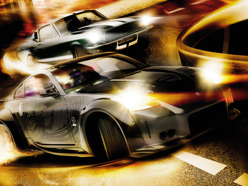 high-speed car chase at night