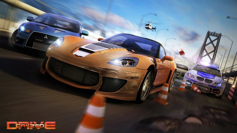 High-speed car chase on a bridge
