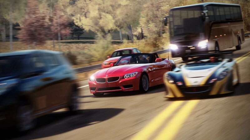 High-speed car chase on a road