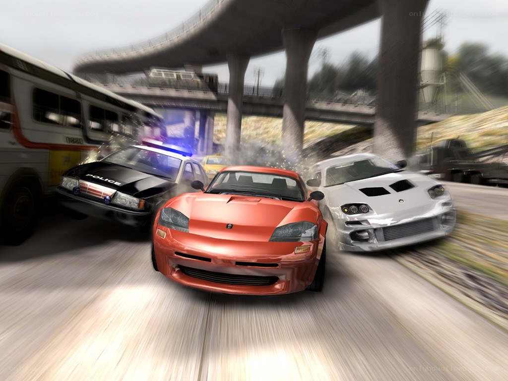 High-speed car chase on highway