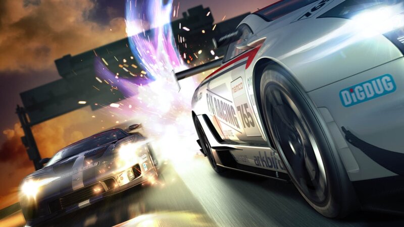 High-speed car crash in racing game