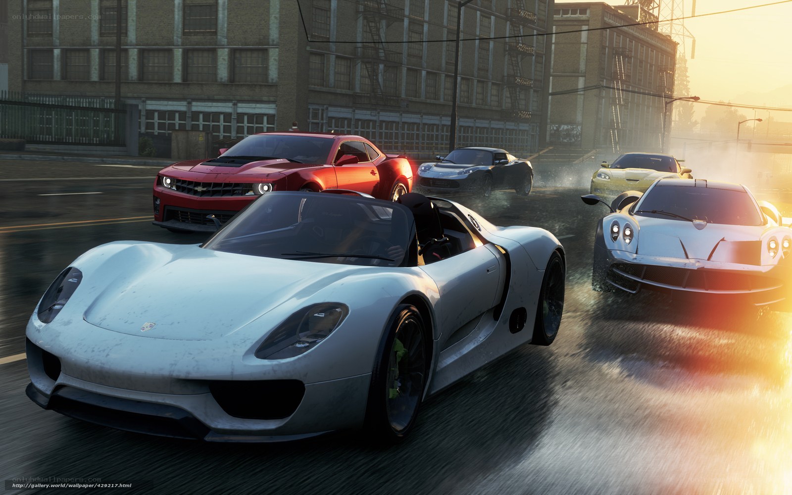 High-speed car race in city