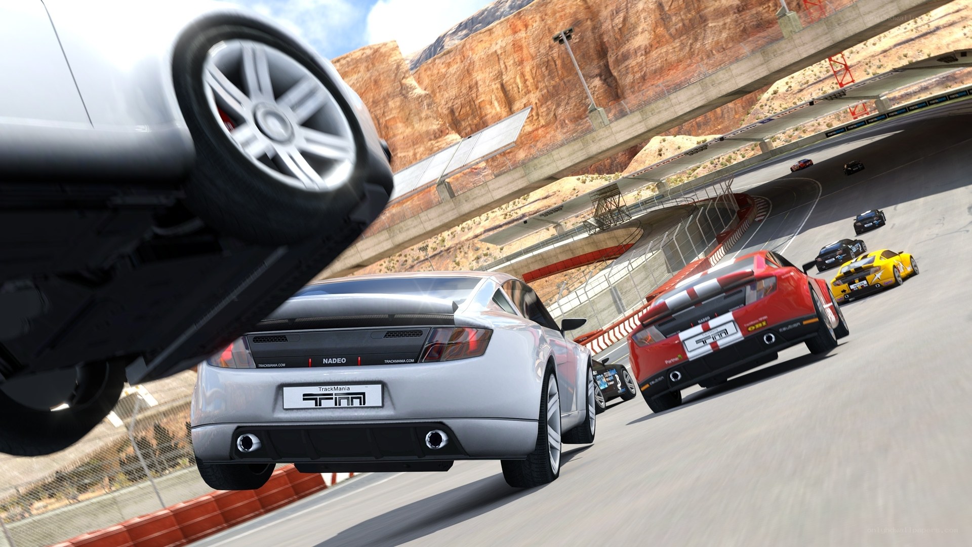 High-speed car race on track