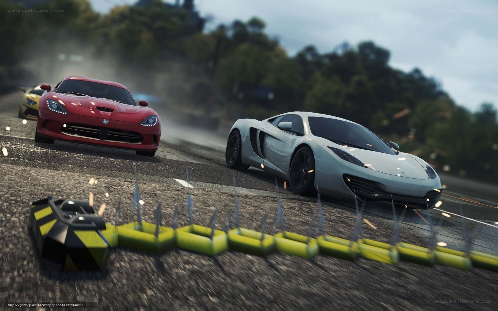 High-speed car race with spikes
