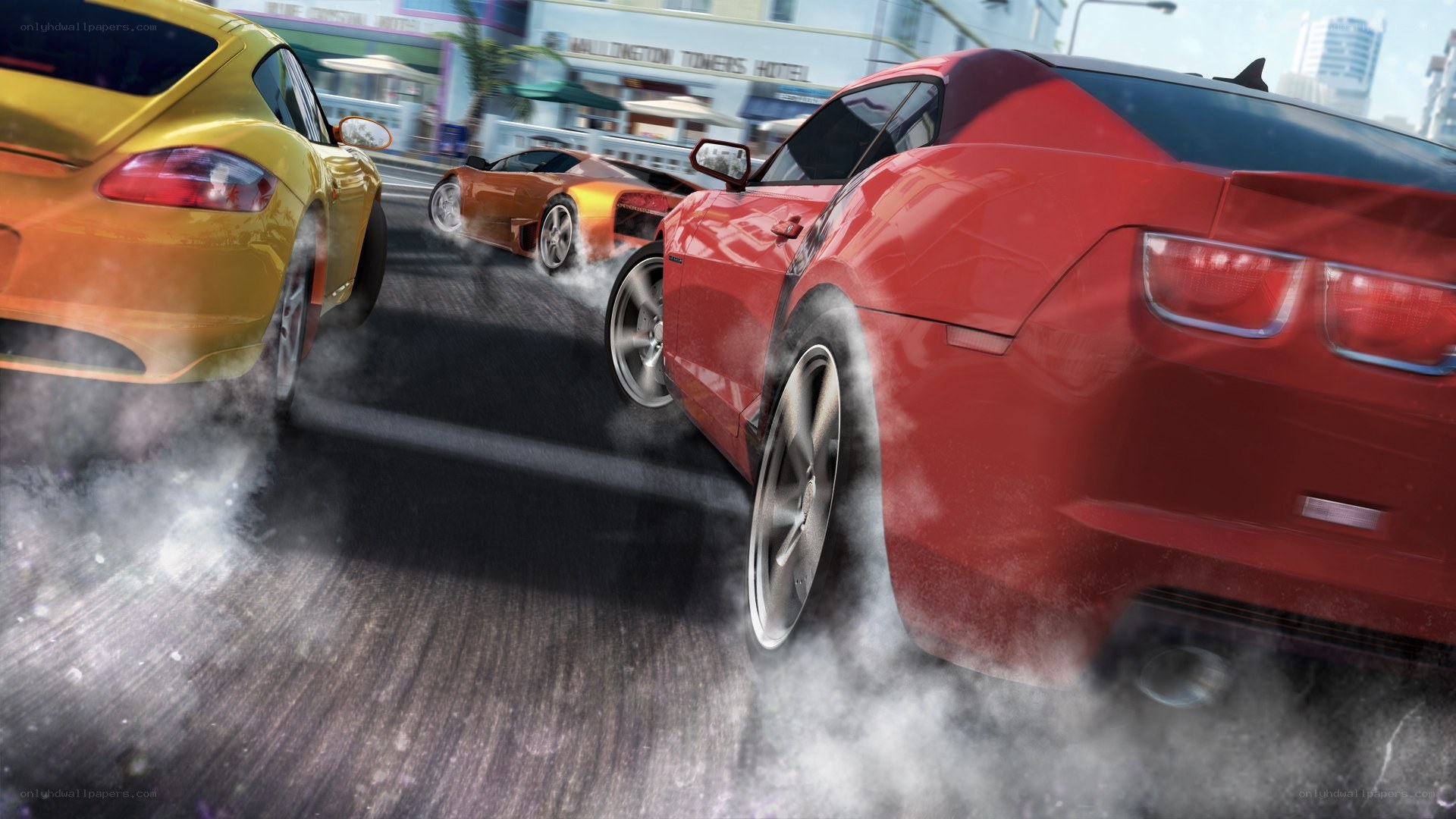 high-speed car race