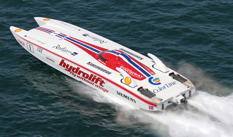 high-speed hydroplane racing boat