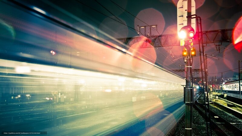 High-speed Train at Night — Blue
