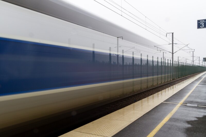 High-speed Train at Station — Blue