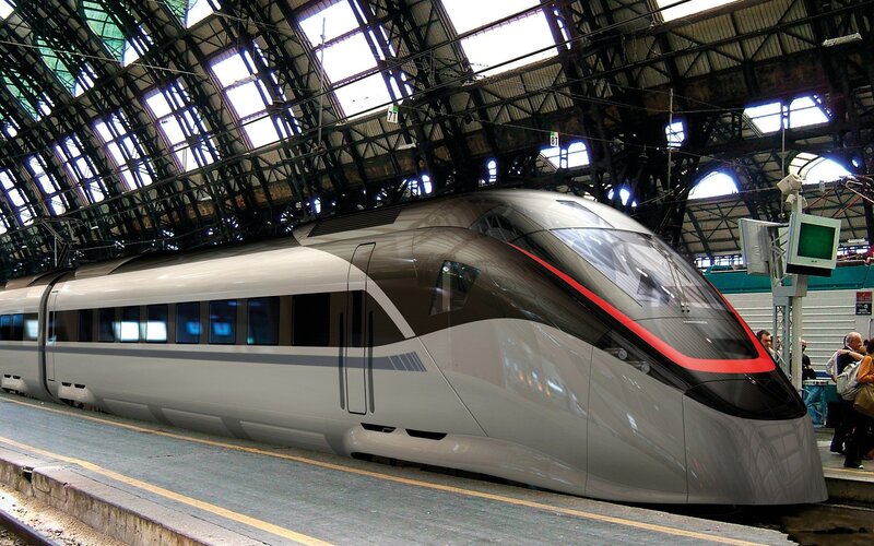 High-speed Train at Station — Gray, Modern