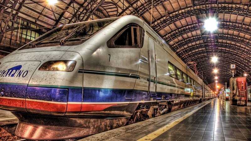 High-speed Train at Station — Silver, Dramatic, Night, Photograph, Platform