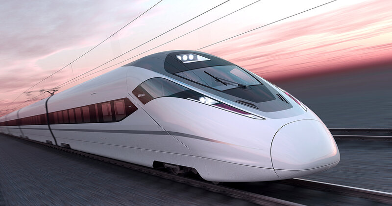 High-speed train in motion