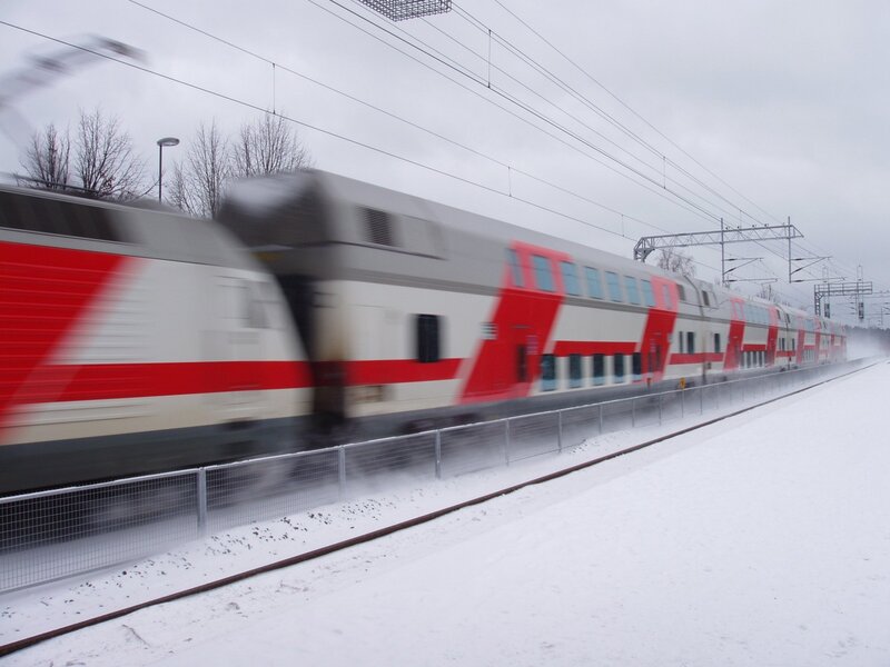 High-speed Train in Snow — White