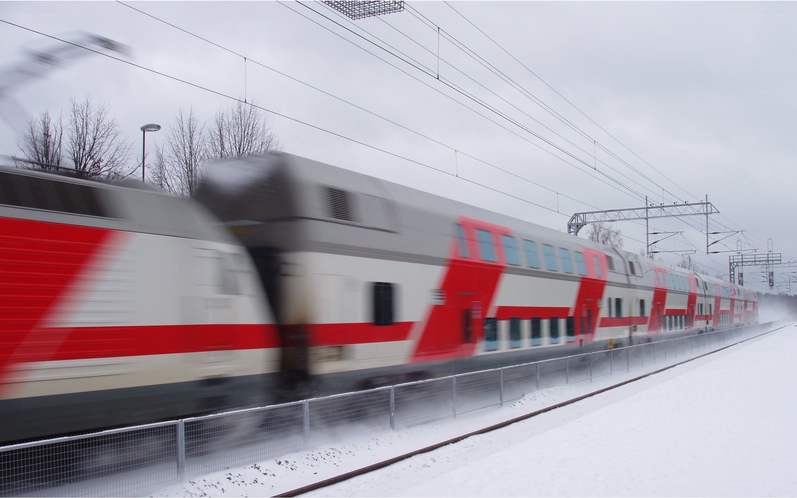 High-speed train in winter