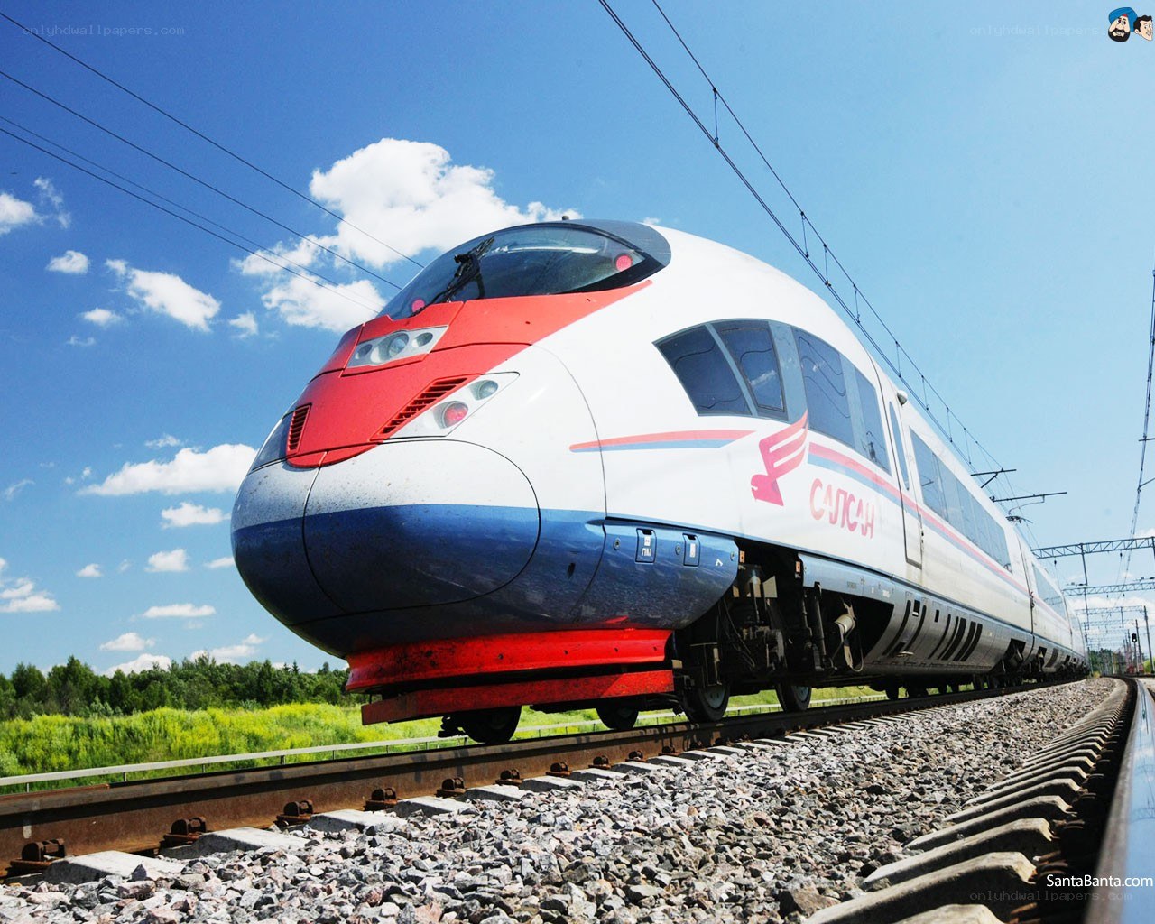 High-speed train on a sunny day
