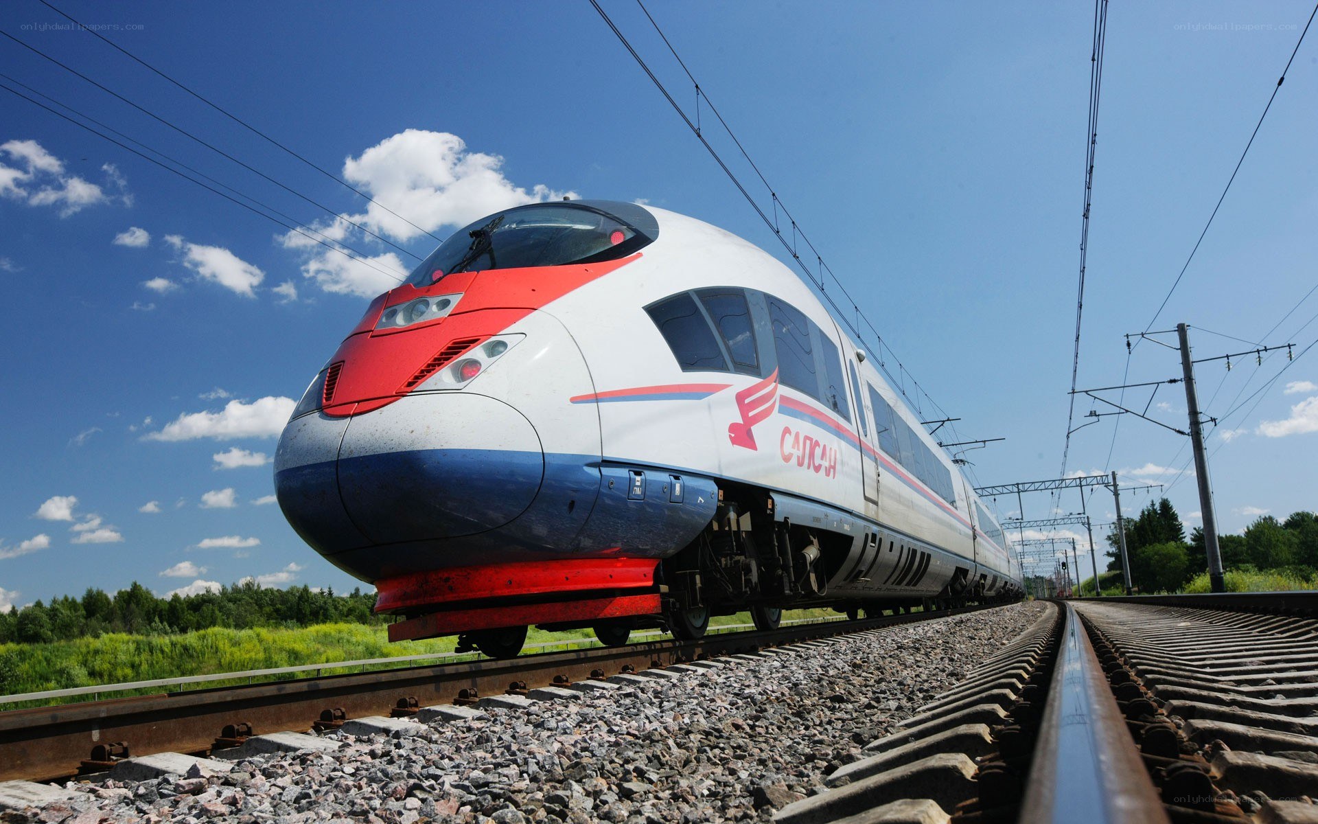 High-speed train on a sunny day