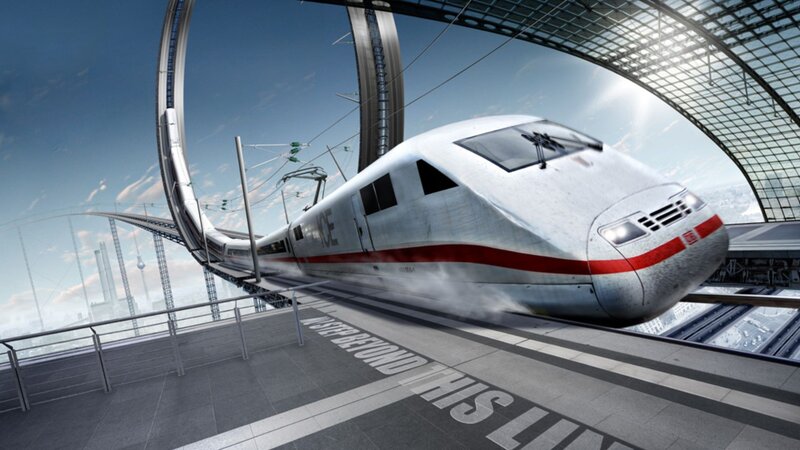 High-speed Train on Elevated Track — Silver