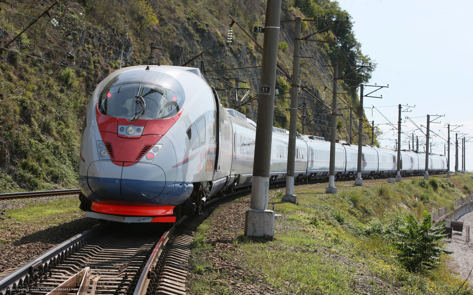 high-speed train on mountain track