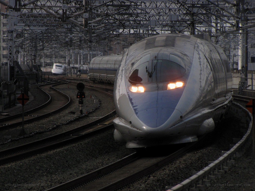 High-speed train on railway tracks