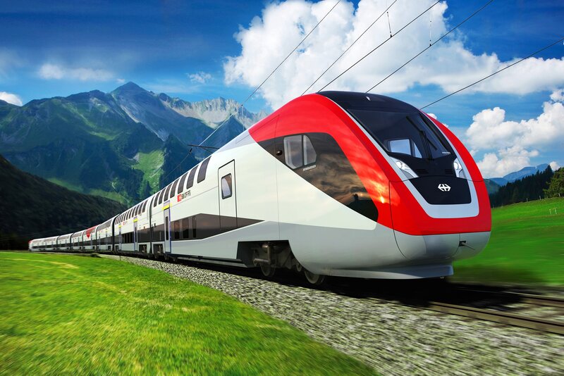 High-speed Train — Red, Dynamic, Afternoon, Digital Art