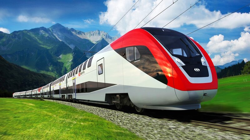 High-speed Train — Red, Dynamic, Afternoon