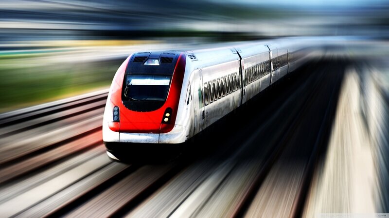 High-speed Train — Red, Dynamic, Photograph, Train Tracks, Motion Blur