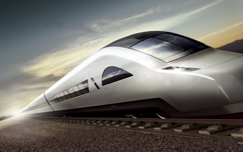 High-speed Train — White, Dramatic, Sunset